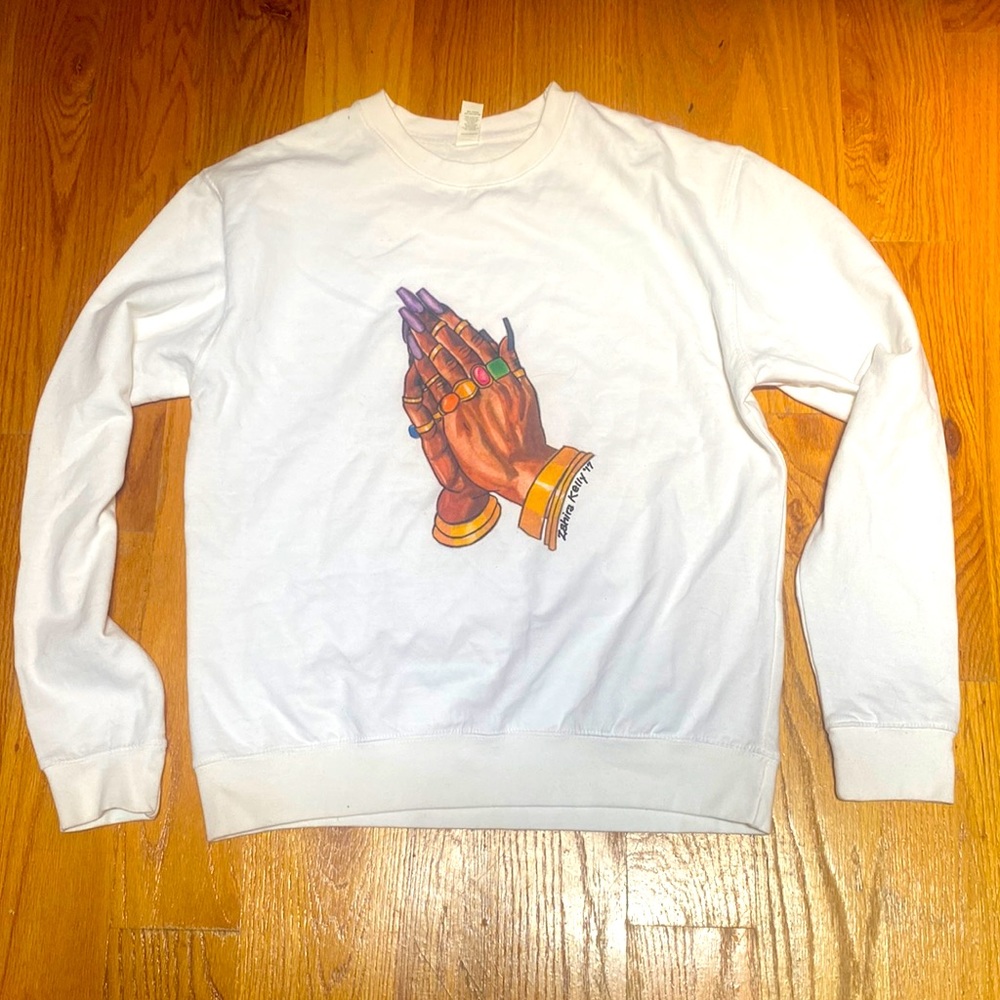NWOT Zahira Kelly Oversized Praying Hands S Sweatshirt